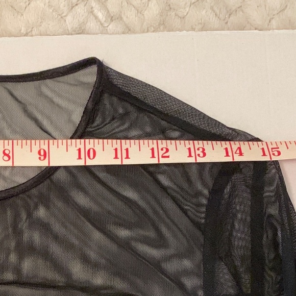 Trendy Black Mesh Long Sleeve Top- Size S - Picture 6 of 8